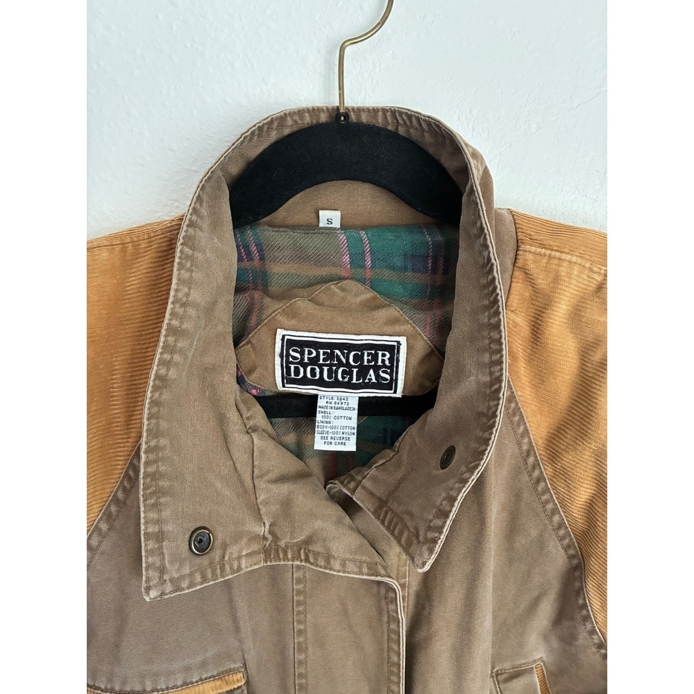 Vintage 90's Spencer Douglas Barn Chore Coat Tan Canvas with Corduroy SIZE S - Picture 3 of 8